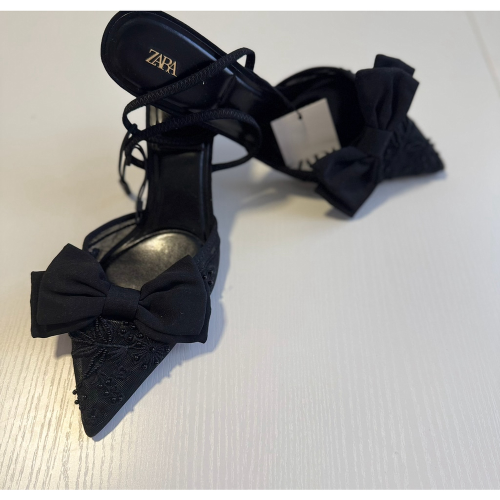Mesh Bow Slingback Heels Size 41 EU 10 US - Picture 9 of 9